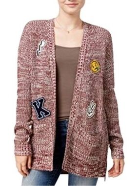 Hippie Rose Marled Rose Patchwork Open-Front Cardigan